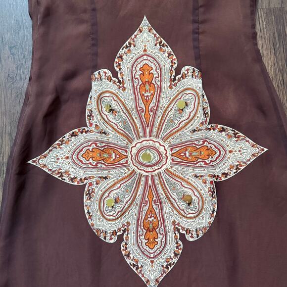 Lyndia Sequin Ornamental Cocktail Dress Brown Gold Size 4 - Picture 7 of 16